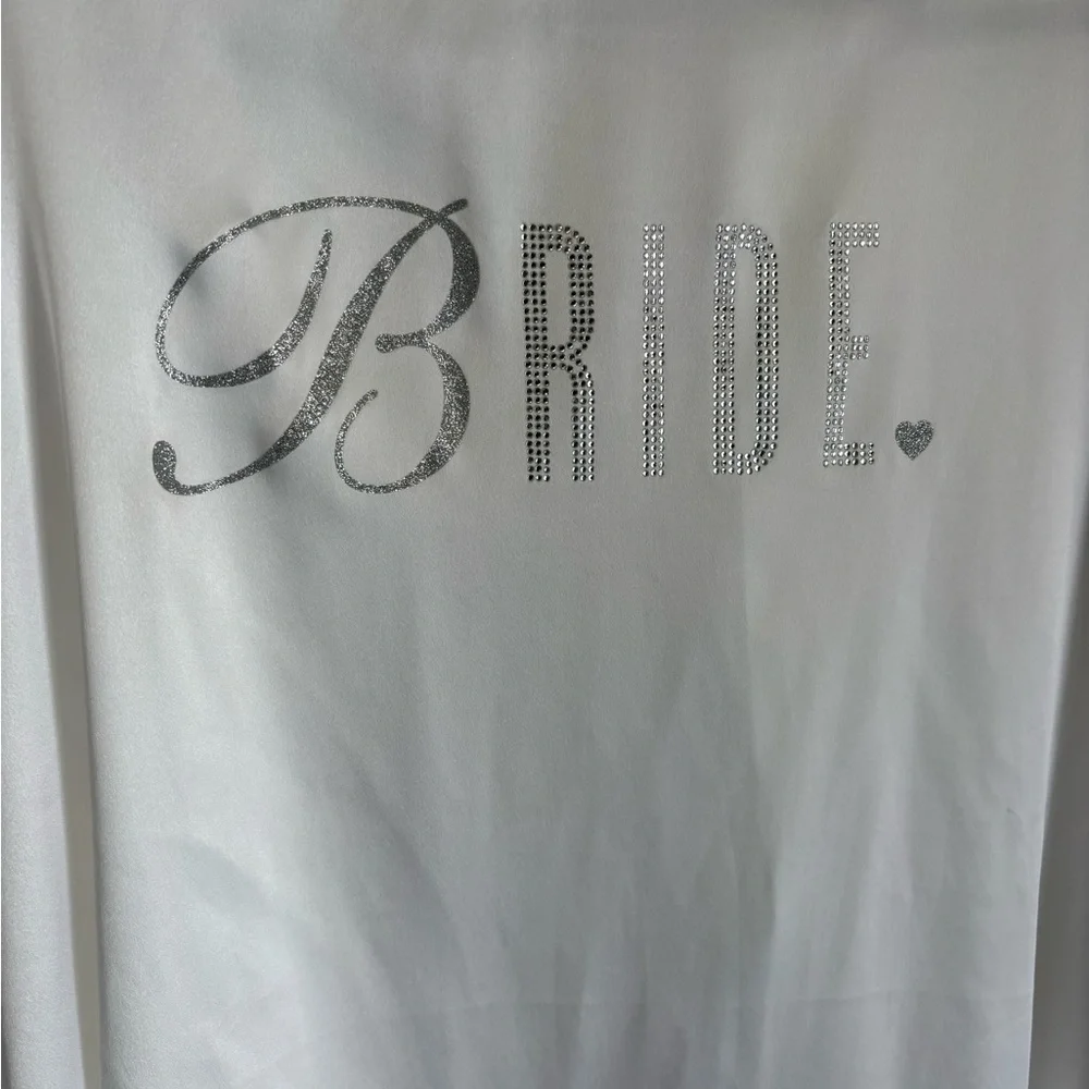 Victoria’s Secret BRIDE Satin Kimono Robe White Rhinestone Wedding Getting Ready